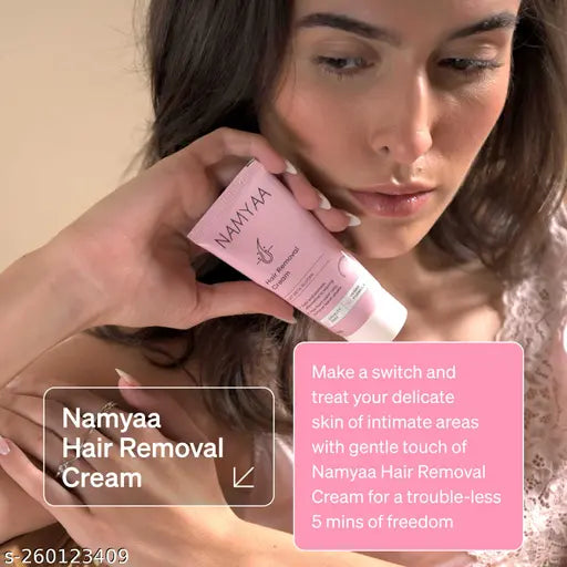 Namyaa Hair Removal Cream for Intimate Skin women 60gm with After Wax Soothing Serum with Vitamin C 15gm, pack of 2,For Bikini, Underarms, Legs & Arms Hair Removal |For Men & Women |Ultra Soft & Smooth Skin|Removes Hair in just 5Minutes
