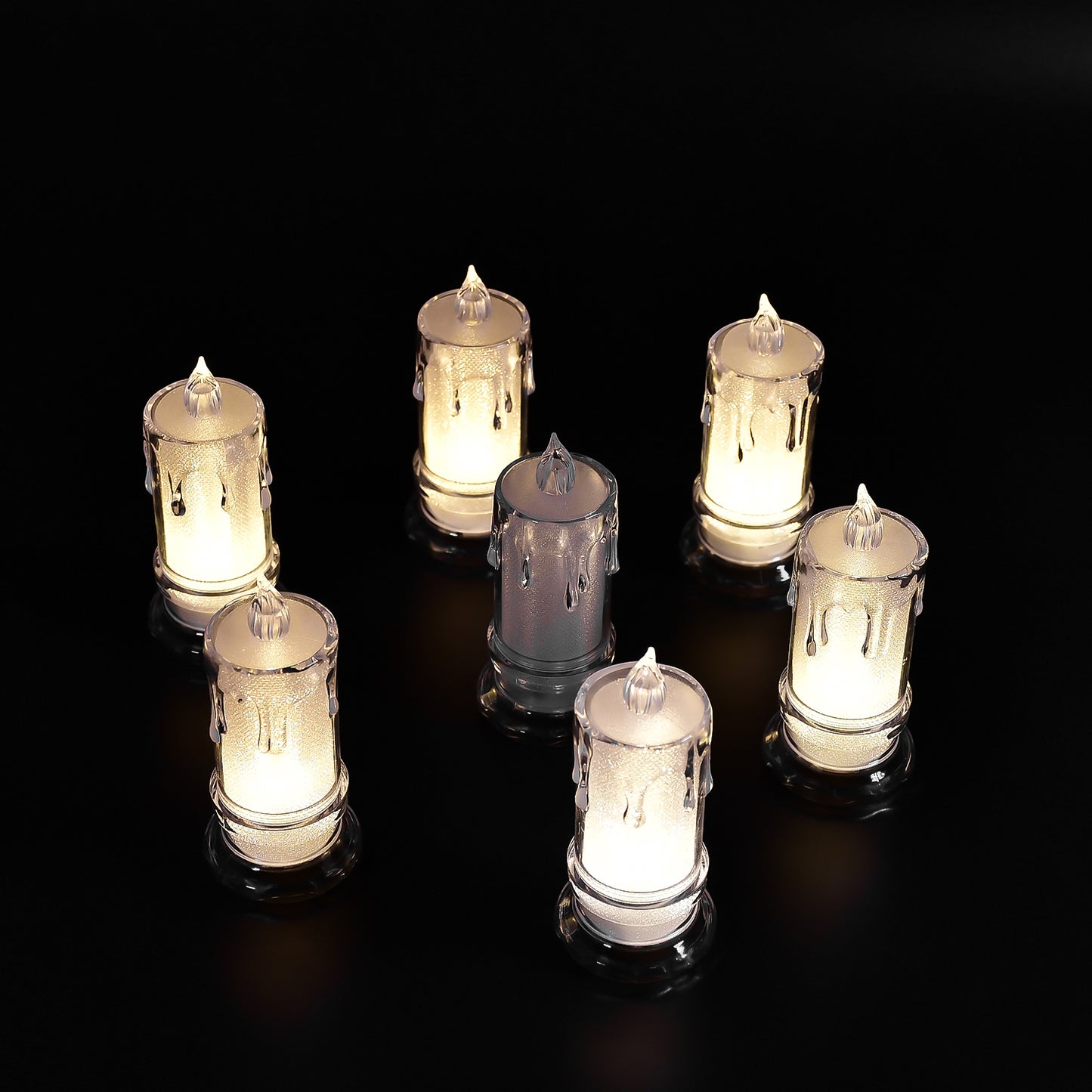 6559 Big Size Flameless Melted Design Candles For Decoration (Set Of 12pc) - Springkart 