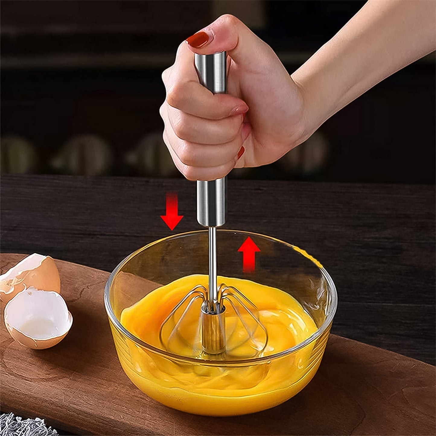 Hand Push Mixer Egg Whisk Stainless Steel Blender (1 Pc) - Springkart 