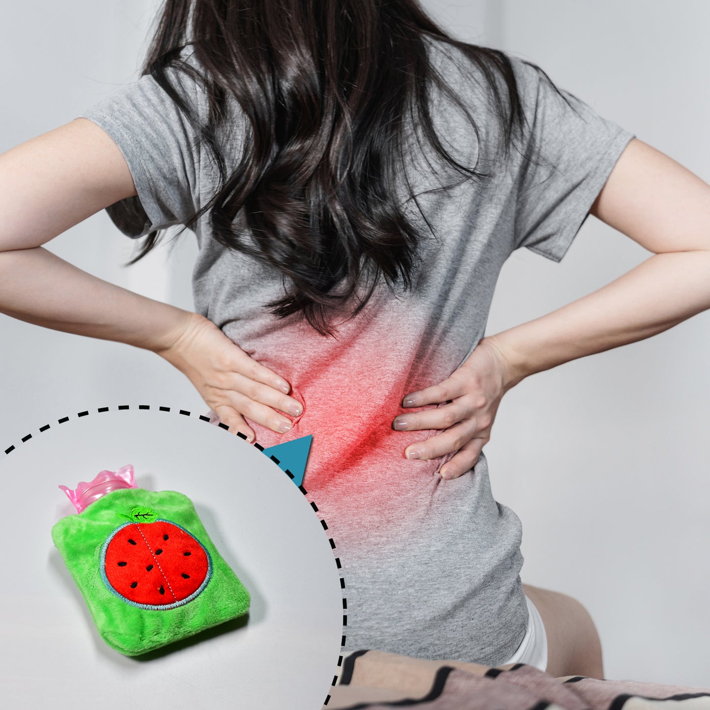 6509 Watermelon Small Hot Water Bag With Cover For Pain Relief Neck Shoulder Pain And Hand Feet Warmer Menstrual Cramps. - Springkart 