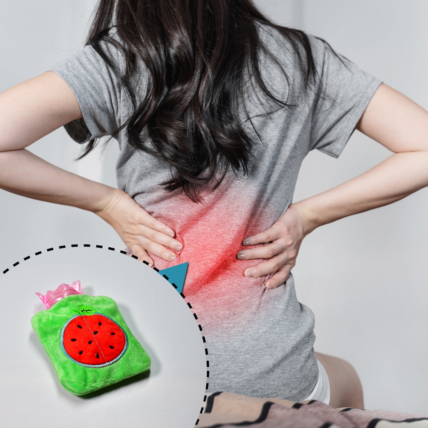 6509 Watermelon Small Hot Water Bag With Cover For Pain Relief Neck Shoulder Pain And Hand Feet Warmer Menstrual Cramps. - Springkart 
