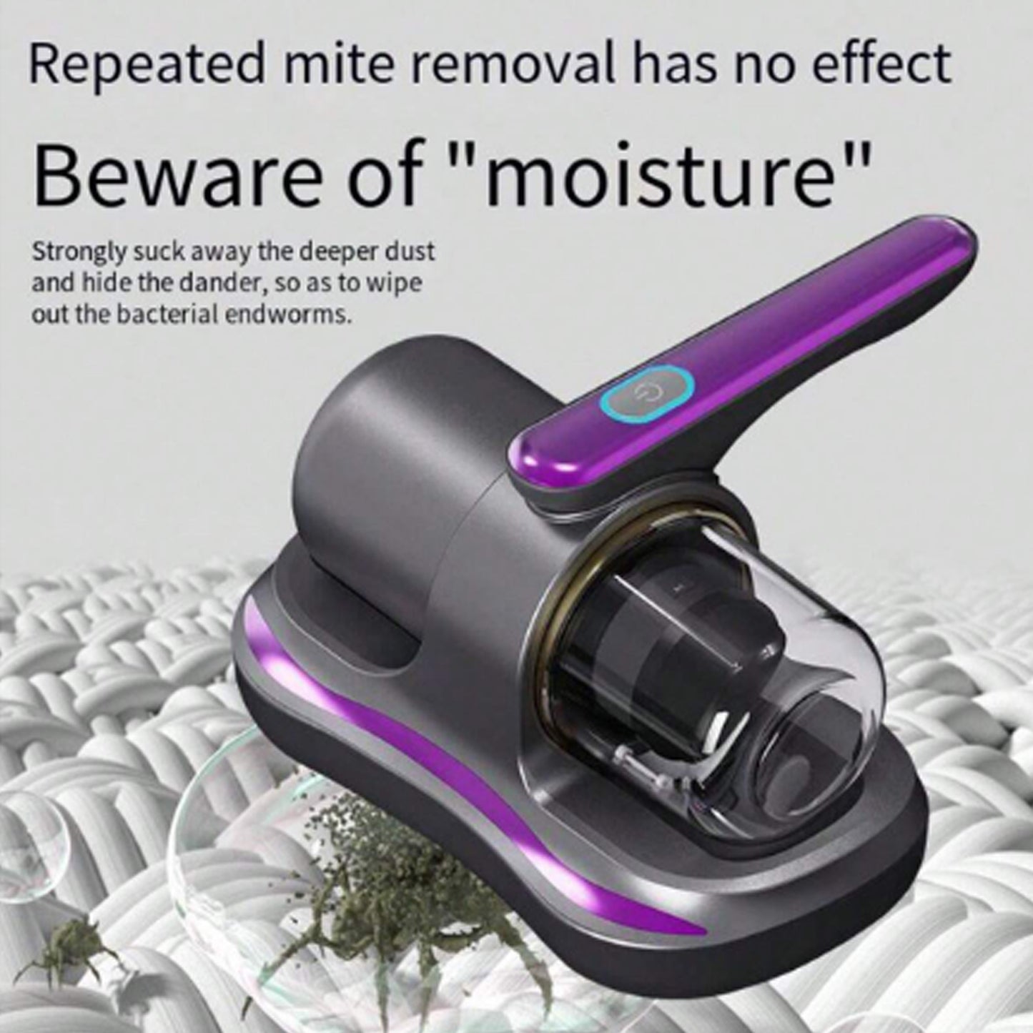 Powerful Suction Portable Handheld Vacuum Cleaner - Low Noise Vacuum Cleaner For Bed - Cordless Vacuum Cleaner For Car Seat Crevices Pillows Mattresses Sofas Wireless Anti Dust And Mite Cleaner - Springkart 