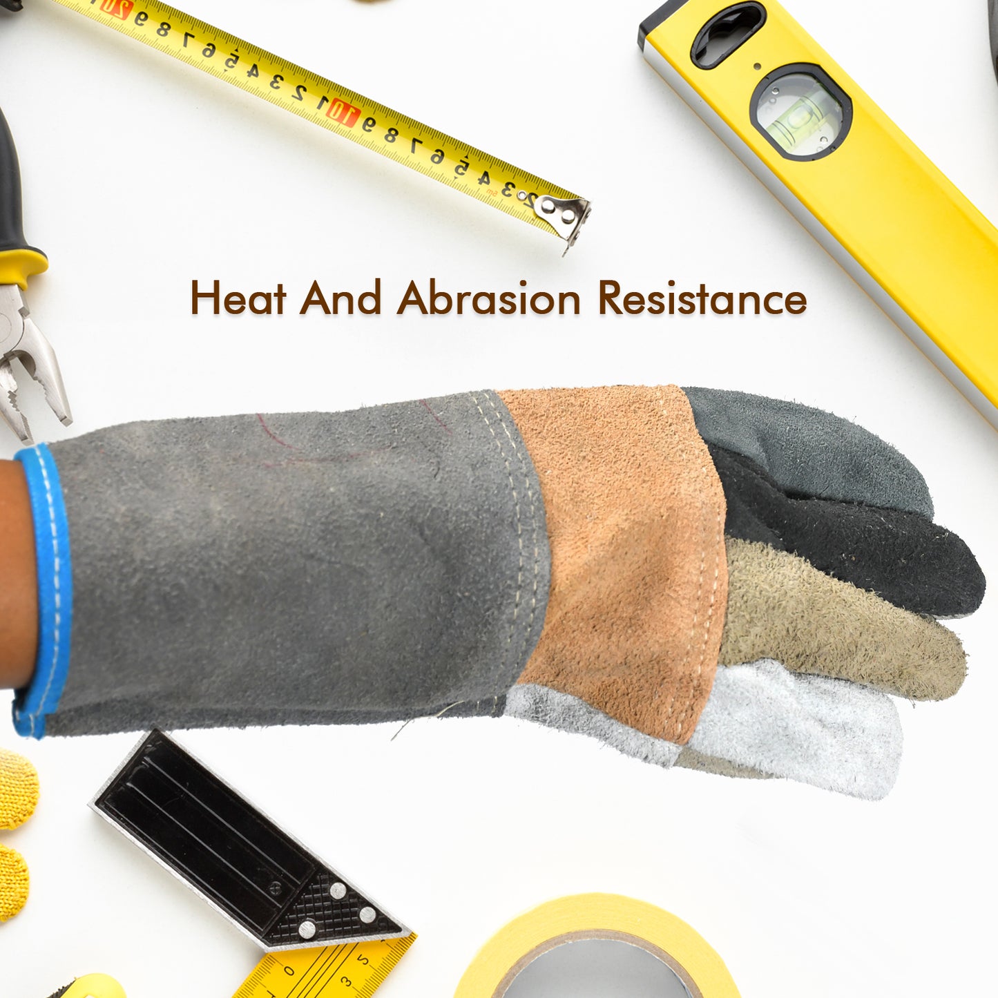 0704 Industrial Heavy Duty Welding Leather Glove With Inner Lining Heat And Abrasion Resistance Glove (1 Pc )