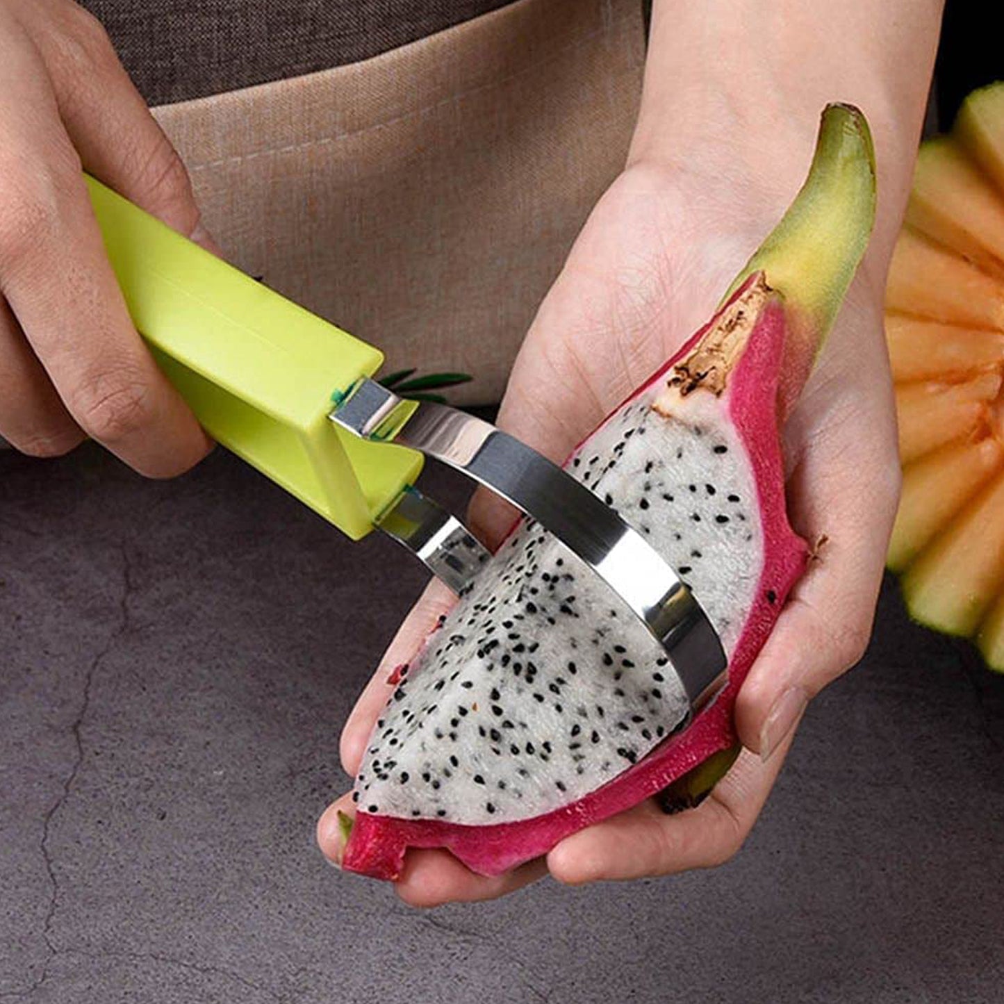 2606 4 In 1 Stainless Steel Melon Baller Seed Remover Sorbet Dessert Ball Spoon Fruit Digging Spoon Double Sided Fruit Scooper Watermelon Baller Scoop - Springkart 