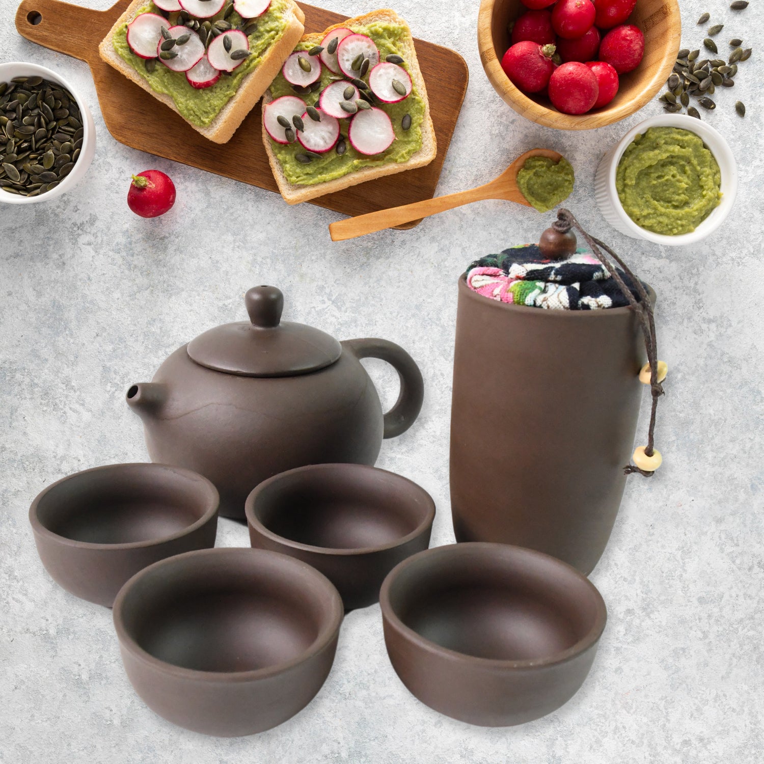 Portable Kung Fu Tea Set With A Portable Travel Bag (Set Of 6pcs) - Springkart 