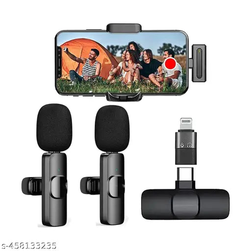 Har Dual Wireless Microphone Plug and Play, No Need APP & Bluetooth Collar Mic for, iPad, Devices