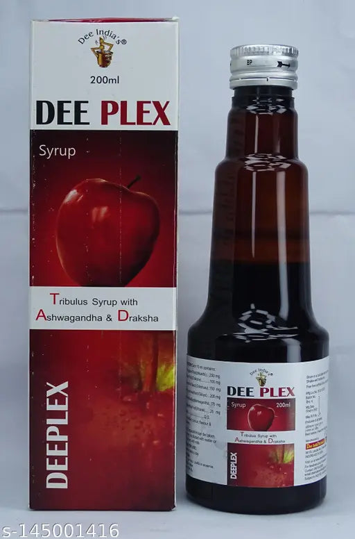 DEE INDIA HERBALS Dee Plex Tribulus Syrup With Ashwagandha & Draksha Tonic ( Weight : 200 ml) Pack Of 6