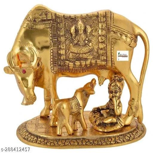 Kamdhenu Cow and Calf with Gopal metal Showpiece for Home Decor