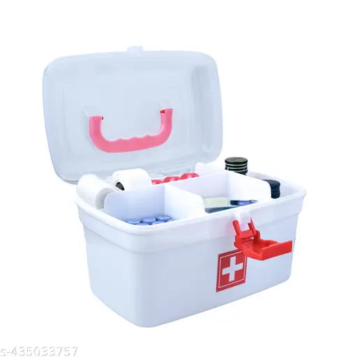 Medicine Box, Medical Box, First aid Box, Multi Purpose Box, Multi Utility Storage with Handle (White, Standard )