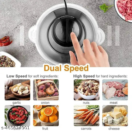 Electric Food Chopper,  Meat Grinders With Stainless Steel Bowl Heavy 250W Motor || 2 Speed Modes For Kitchen Food Processor, Meat, Vegetables, Onion, Mince [[ Electric, 2 Liter ]]
