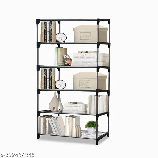 Modular Retro Industrial 6-Shelf Bookcase – Vintage Metal Storage Organizer