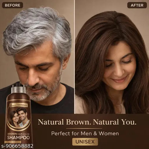 Sarbeau Brown Hair Color Shampoo 400ml | Ammonia Free | Grey Coverage ,  Brown