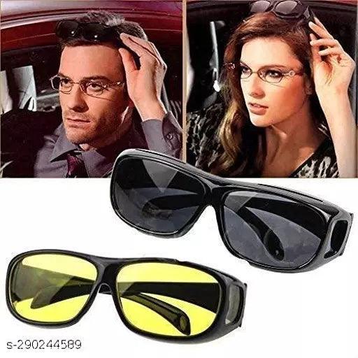 HD Vision Glasses for Men Women Anti Glare 100% UV Protected (Pack of 2)UV PRotection - Springkart 