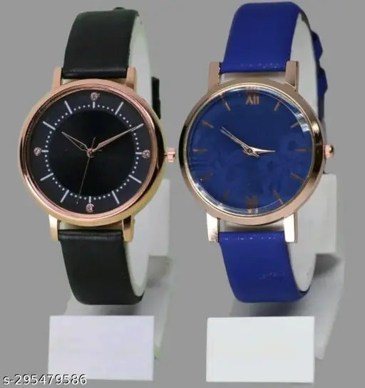 Best Quality Festive Season Flower Designer Round Dial Gorgeous Leather Belt women watches Combo Pack of 2 combo wathces for women stylish girl watches combo pack of 2 analog watches wrist watches combo watches for girls stylish watches Set