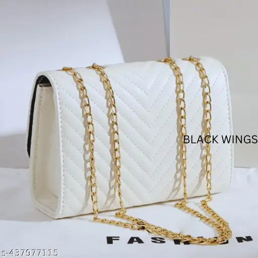 White causal partywear designer Women sling Bag