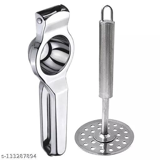 Stainless Steel Lemon Squeezer & Potato Masher Kitchen Tool Set - Springkart 