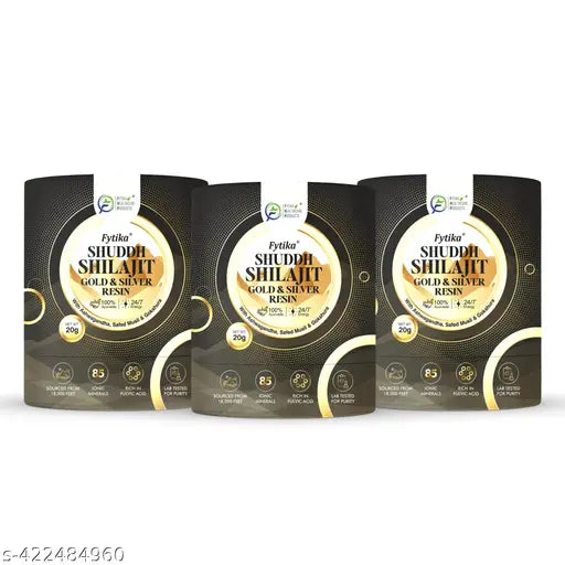 Shuddh Shilajit Gold and Silver Resin -100% Ayurvedic Himalayan | For Men & Women - 20G (Pack of 3) - Springkart 