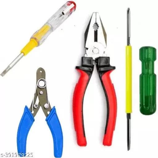 Set of 4 pcs. Combination Plier Wire Stripper Line Tester & 2in1 Screwdriver - Springkart 