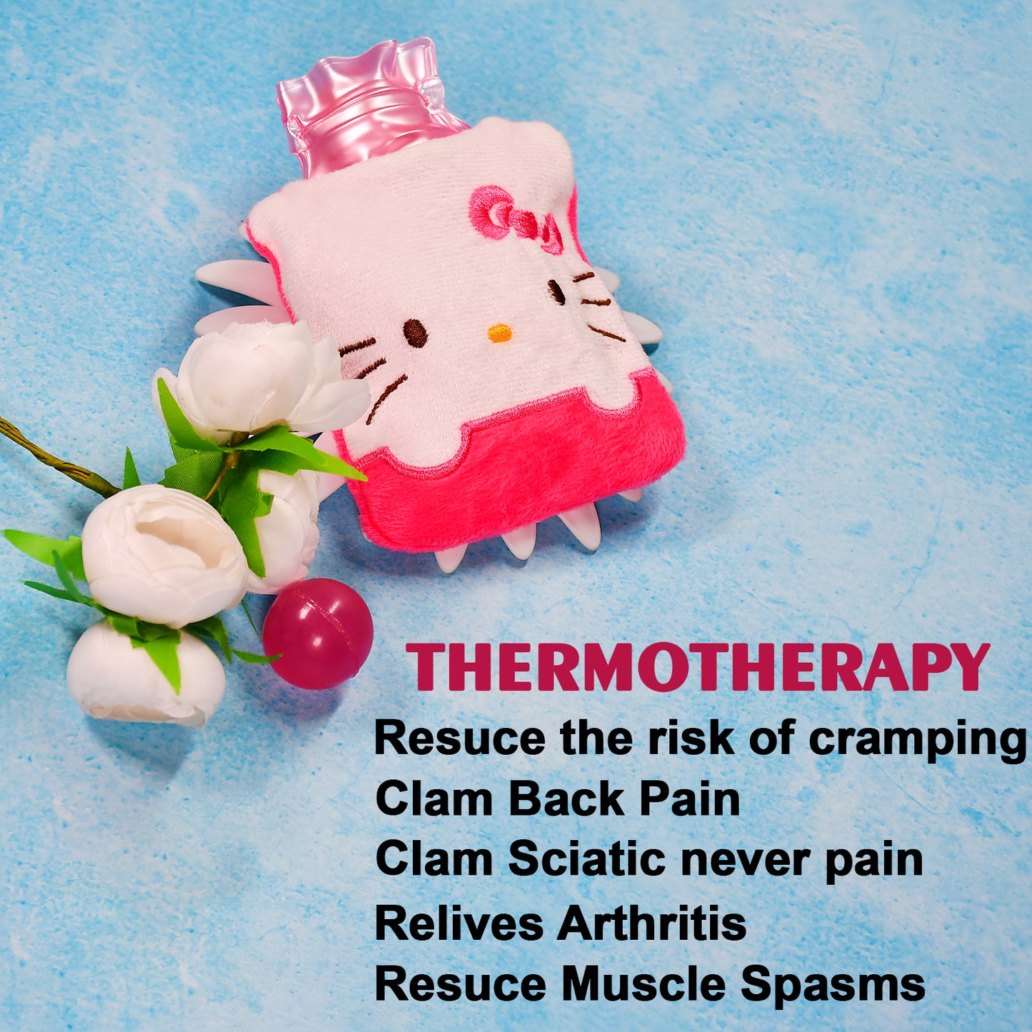 6520 Pink Hello Kitty Small Hot Water Bag With Cover For Pain Relief Neck Shoulder Pain And Hand Feet Warmer Menstrual Cramps. - Springkart 