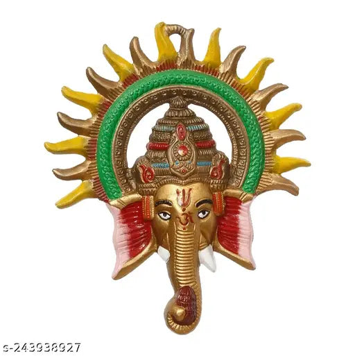 Metal showpiece colourfull ganesh ji wall hanging for puja and showpiece