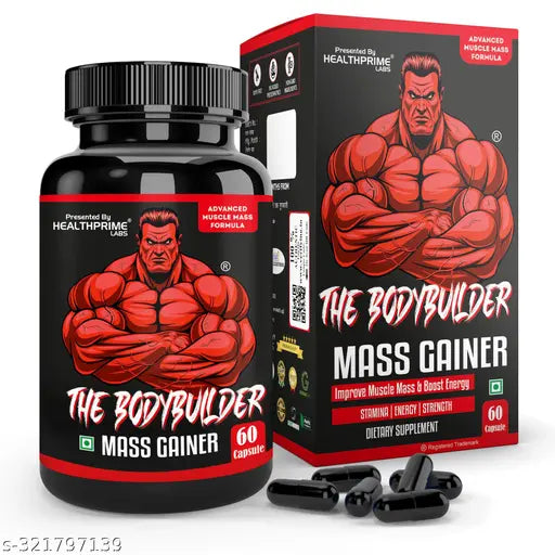 Mass Gainer for Muscle Building, Weight Gain & Muscle Mass Gain Whey Protein 60 Caps (HEALTHPRIME LABS THE BODYBUILDER) - Springkart 