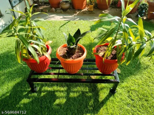 Heavy Duty 24 inches (Set of 4) Rectangular Metal Plant Stand/Pot Stand Flower plant stands for outdoor balcony Stand- for Indoor & Outdoor Garden Use