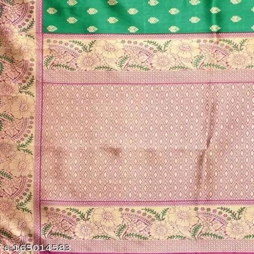 kanjeevaram art silk Green Lace Border Saree with blouse - Springkart 