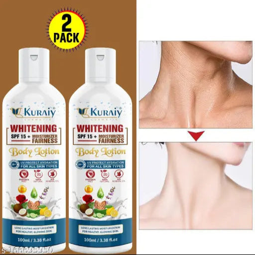 Kuraiy Whitening Body Lotion On SPF15+ Skin Lighten & Brightening Body Lotion Cream (100 ml) Pack Of 2