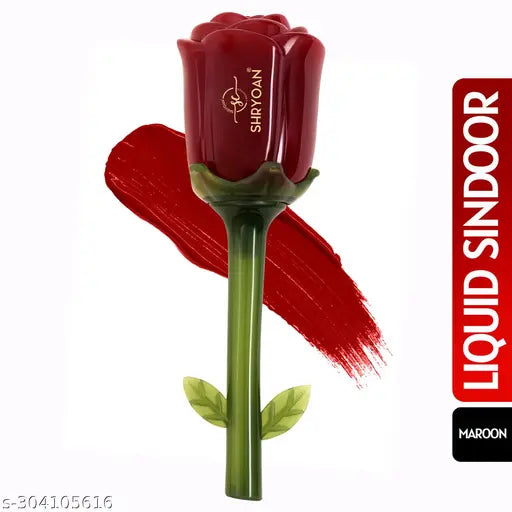 Shryoan Rose Liquid Smudge Proof & Waterproof Red Sindoor | Full Coverage, Natural Finish, Paraben-Free For Bridal | Travel Size (Maroon)
