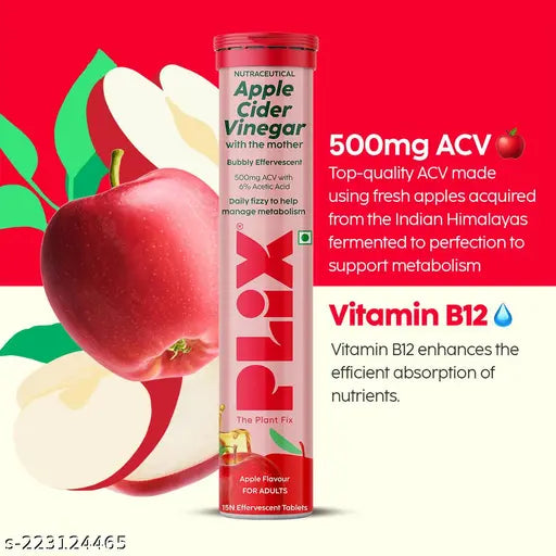 Apple Cider Vinegar Effervescent| Vitamin B6 & B12 | Pack of 4 (Apple) - Springkart 