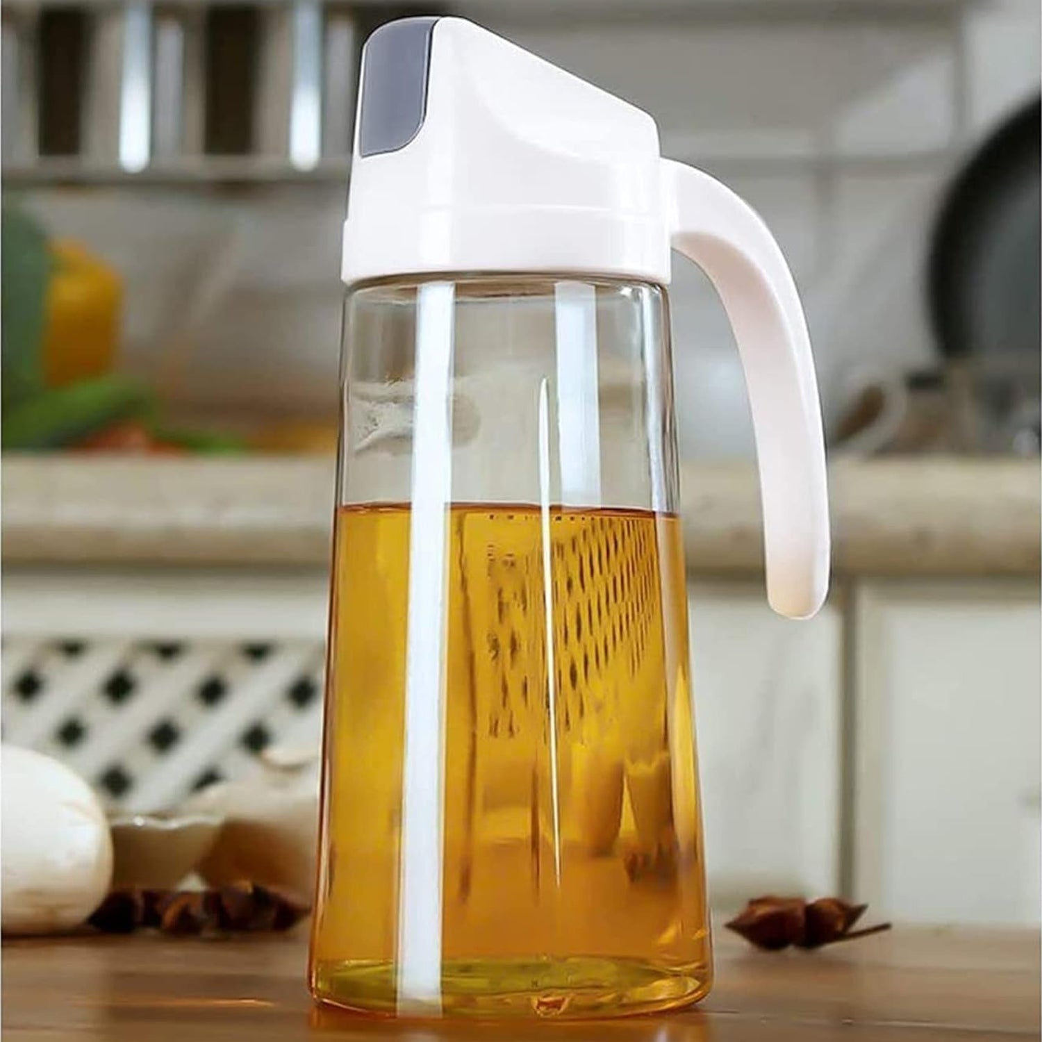 Kitchen Glass Oil Bottle Dispenser Automatic Opening Closing Home Bottles For Oil And Vinegar Honey Olive Oil Container (630ml) - Springkart 