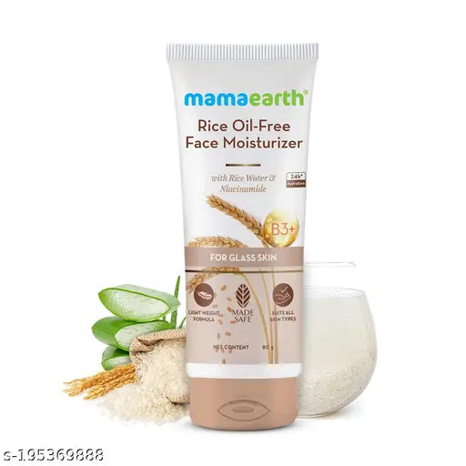 Mamaearth Rice Oil-Free Face Moisturizer , for Oily Skin, With Rice Water & Niacinamide for Glass Skin - 80 g