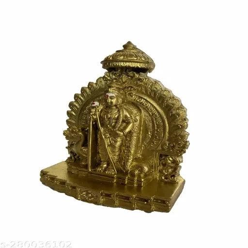 Dhandayuthapani Murugan Subramaniya Swamy Statue Idol for Pooja Room,14cm,Polystone (Gold Colour) - Springkart 