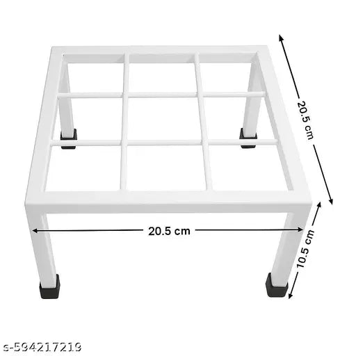 White Metal Plant Stand for Pots, Heavy Duty Flower Pot Stand, Iron Plant Stand for Indoor & Outdoor, Decorative Plant Pot Holder Rack, Garden Planter Stand for Balcony & Home, Square Metal Plant Holder, Plant Pot Riser Stand with Foot Caps, Strong Iron F