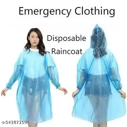 Disposable Rain Card for Emergency Use (Pack Of 5)  Waterproof Rain with Smallest Pocket Size| Easy to Carry & Use and Reusable | 2 to 3 time wear Thin Plastic | Multi Color Free Size (Pack Of 5)