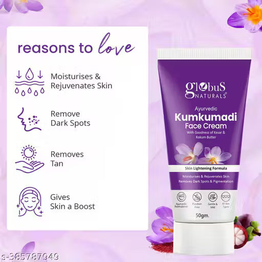 Globus Naturals Ayurvedic Kumkumadi Skin Lightening Face Cream, All Skin Types, 50gm (Pack of 2)