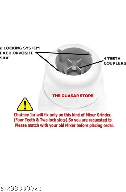The AS TRADER Combo Chutney Jar Mixer Jar (250ml 500ml) Fit on 2 Lock & 4 Teeth Coupler Mixer Juicer Jar