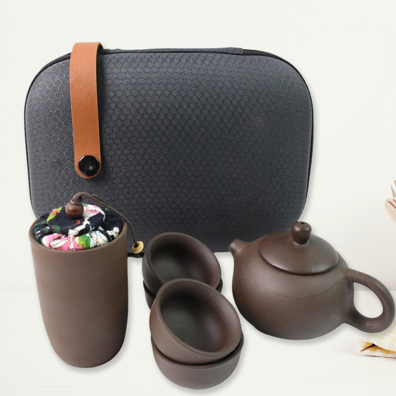 Portable Kung Fu Tea Set With A Portable Travel Bag (Set Of 6pcs) - Springkart 