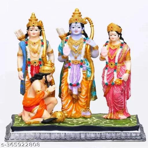 Ram Darbar Multicolored Marble Idol with Ram Sita Laxman Hanuman Statue - Springkart 