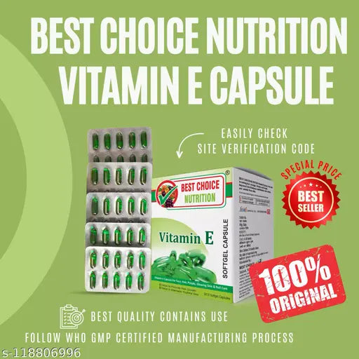 Vitamin E Capsules for Face and Hair, Antioxidant Support and Immunity Booster, Controls Wrinkling, Skin Dehydration, 50 Capsules - Springkart 
