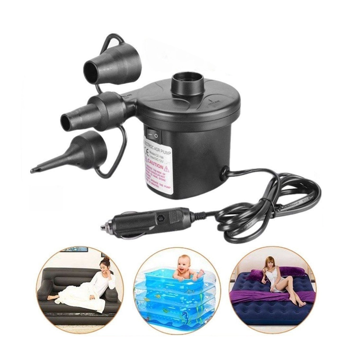9080a Multi-purpose Electric Air Pump Without Valve Adaptors For Quickly Inflatesdeflates Sofa Bed Swimming Pool Tubes Toys Air Bags - Springkart 