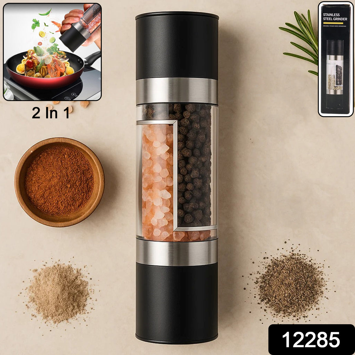 2-in-1 Stainless Steel Salt And Pepper Grinder
