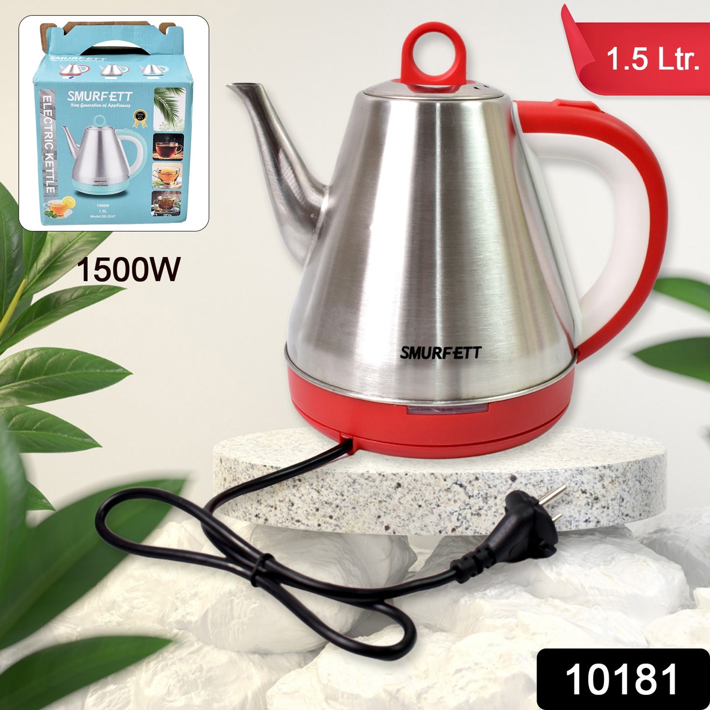 Stainless Steel Large Capacity Electric Kettle (1500w 1.5 Ltr.) - Springkart 