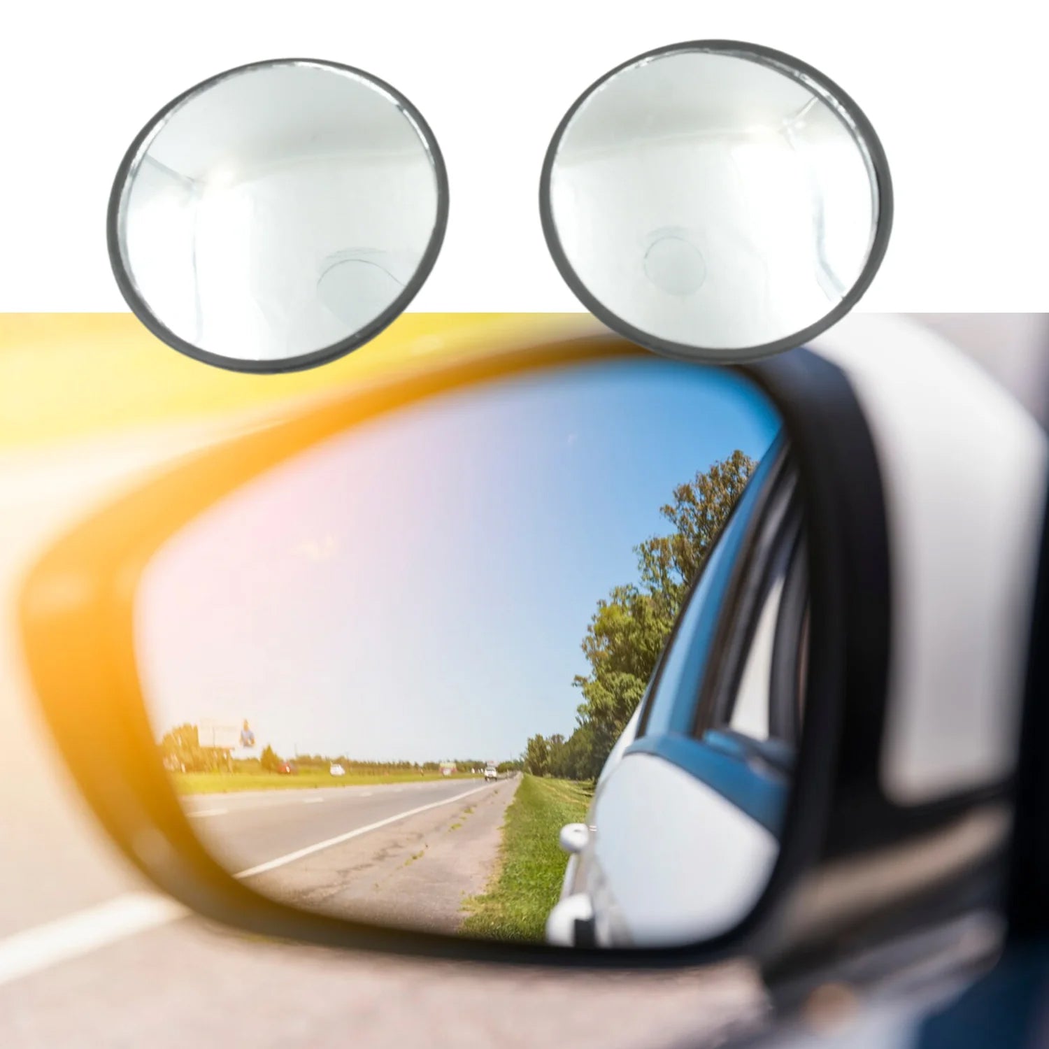 9538 Car Blind Spot Side Mirror Round Hd Glass Blindspot Mirror Convex Rear View Mirrorcar Mirror Accessories Suitable To All Cars Frameless Design (2 Pcs Set) - Springkart 