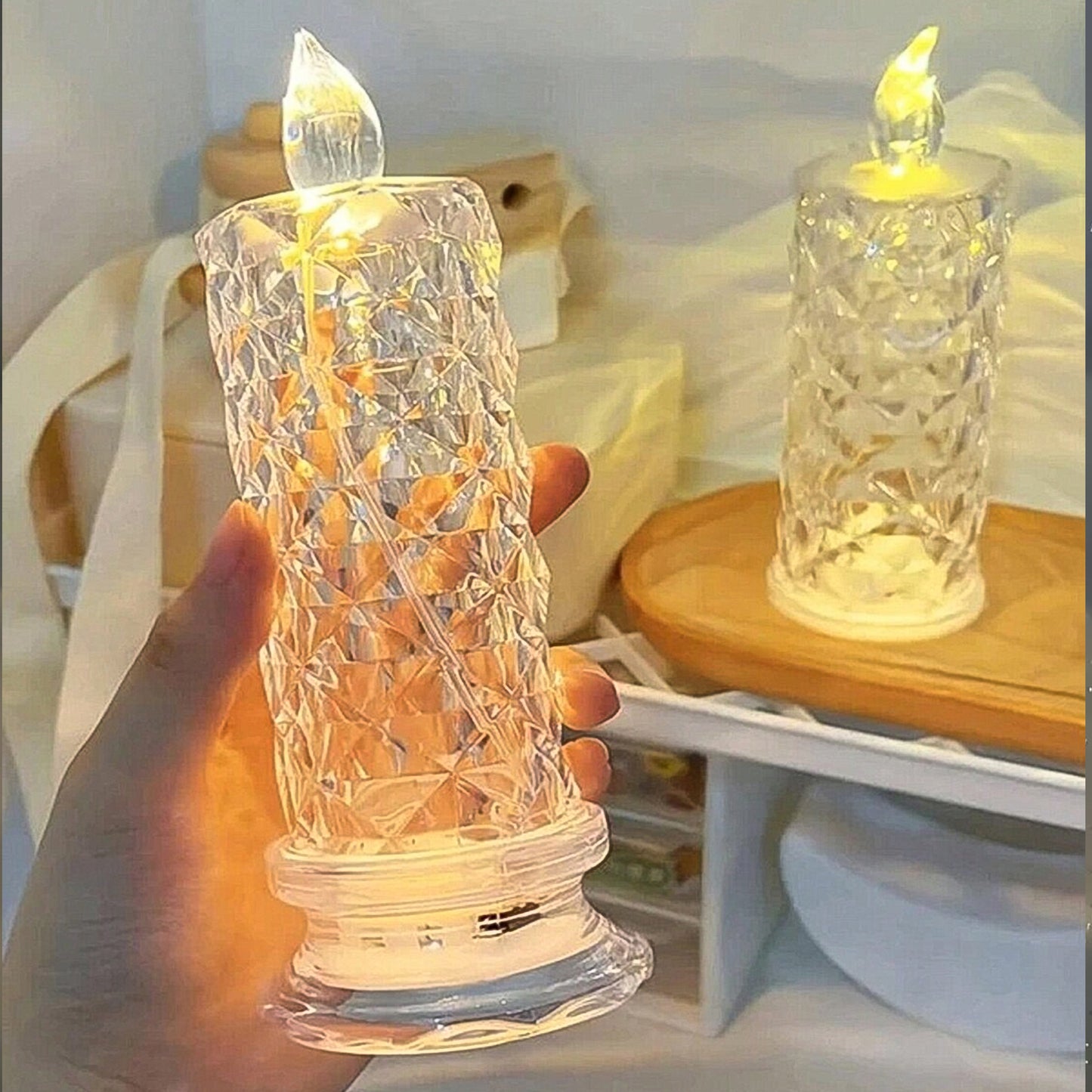 6241 Rose Candles For Home Decoration Crystal Candle Lights - Springkart 