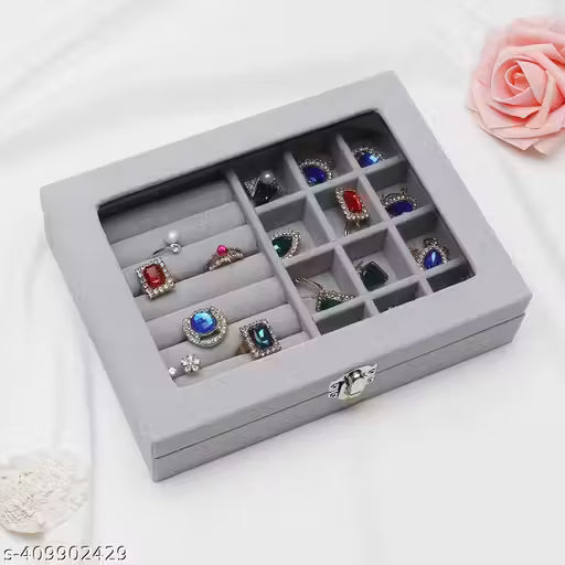 Jewellery Organiser Boxx Velvet Clear Lid Jewellery Organiser