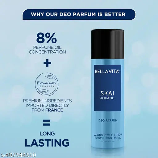 Bella Vita Luxury DATE Woman EDP Perfume 100 ML and SKAI Unisex Body Deodorant 150 ML Combo with Long Lasting Fragrance for Men and Women (Pack of 2 Items)