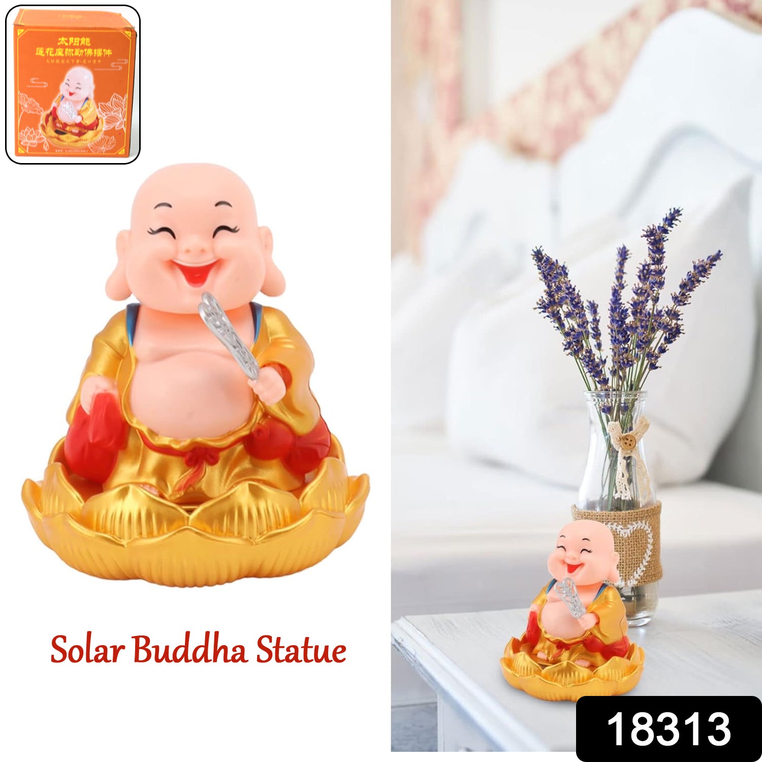 Solar Power Moving Buddha Car Ornament (1 Pc) - Springkart 