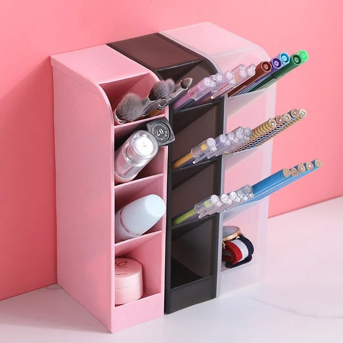 4 Compartment Office Desk Organizer, Stationary & Makeup Brush Organizer