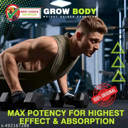 Grow Body New formula, The Ultimate Ayush Approved 100% Ayurvedic Weight Gainers/Mass Gainers (60 No) - Springkart 